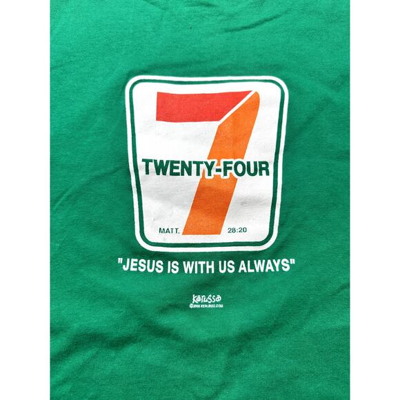 Vintage 2003 Kerusso 7/11 Gas Station 24/7 Jesus Rare Religion T-shirt Size 2XL - Picture 2 of 5
